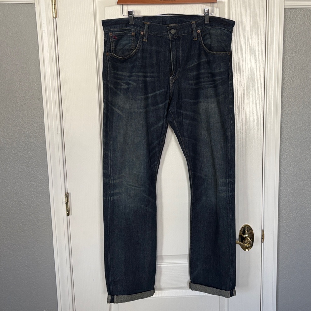 Polo by Ralph Lauren Slim Straight Varick Men's Dark Blue Straight Jeans 34 x 32